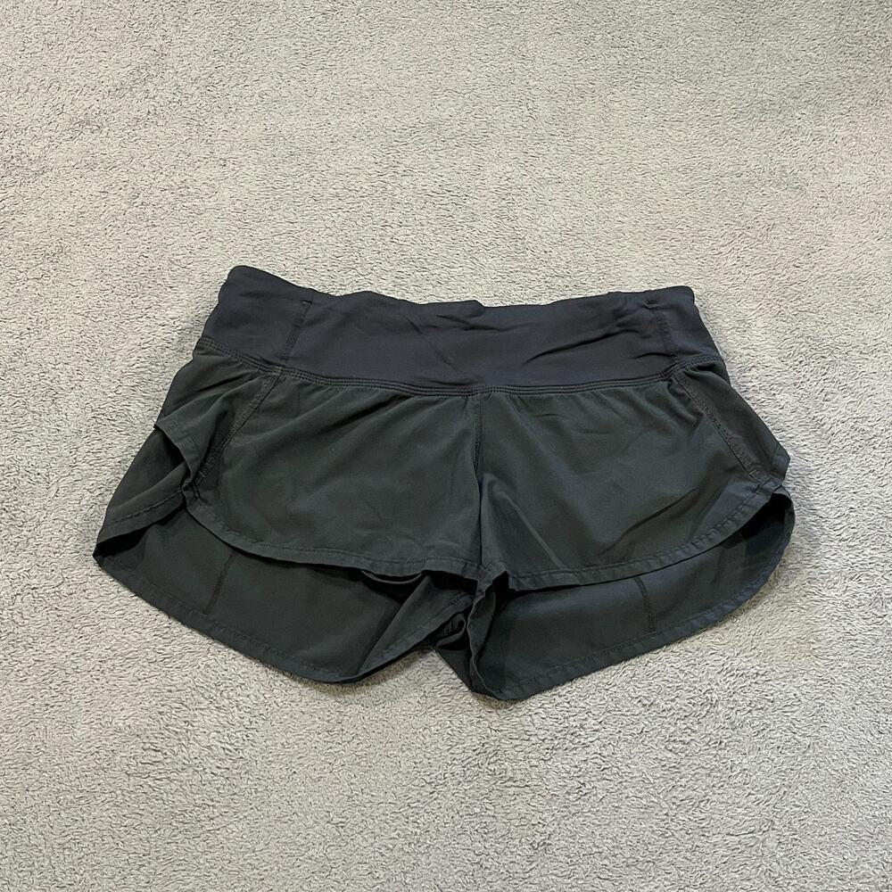 Lululemon Speed Up Black Mid Rise Lined Running Workout Shorts Women's Size 2